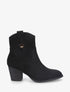 Bottines montantes à talon en suédine - Noir - 5