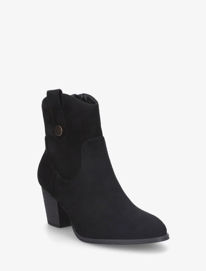 Bottines montantes à talon en suédine - Noir - 2