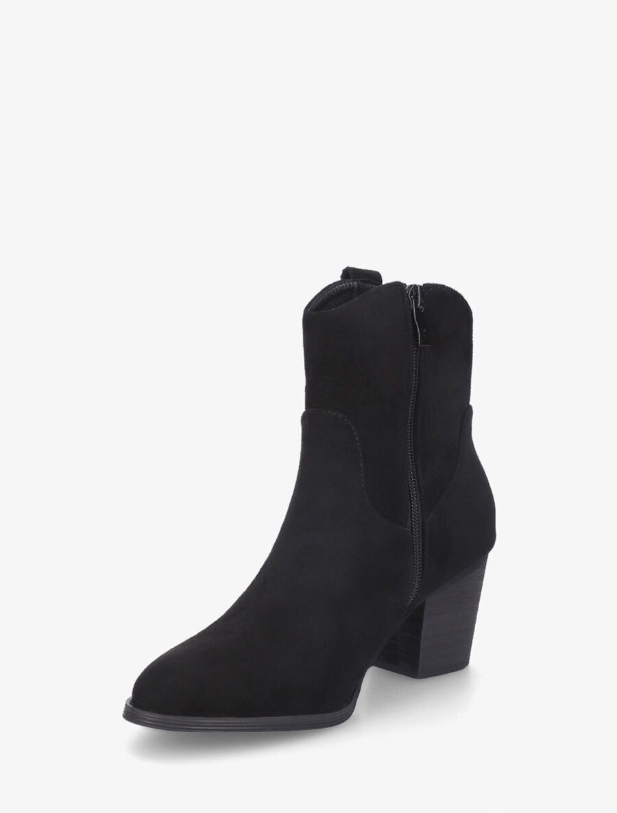 Bottines montantes à talon en suédine - Noir - 3