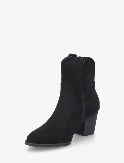 Bottines montantes à talon en suédine - Noir - 3