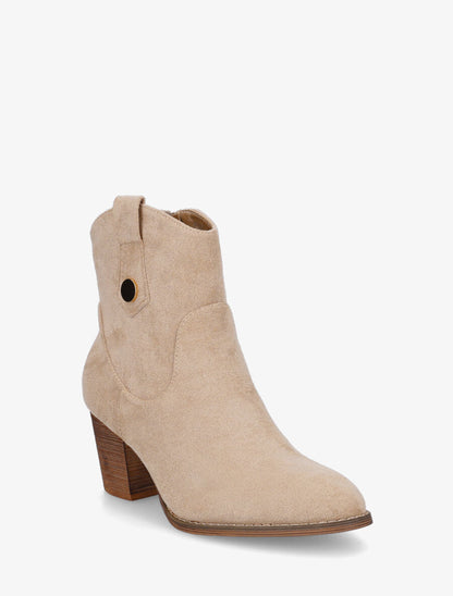 Bottines montantes à talon en suédine - Taupe - 2