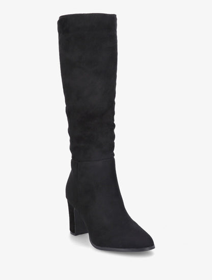Bottes en suédine froncées à talon - Noir - 2