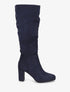 Bottes en suédine froncées à talon - Marine - 5