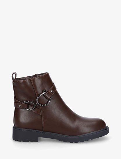 Bottines unies en simili - Marron - 1