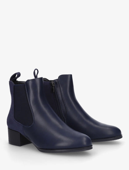 Bottines en simili et suédine - Marine - 4