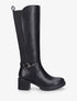 Bottes élastiquées unies à talon - Noir - 1