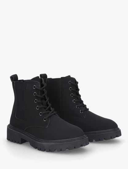 Bottines élastiquées et lacets en simili - Noir - 4