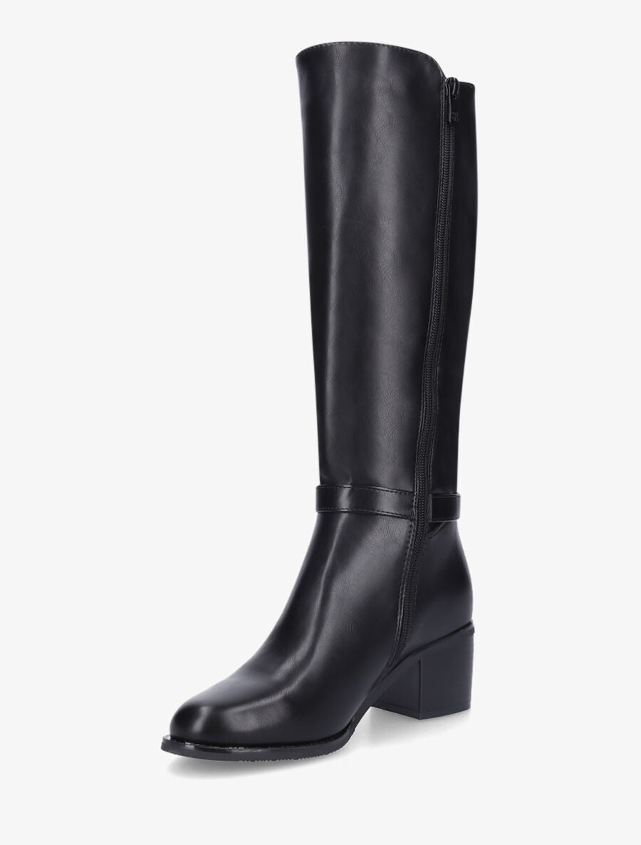Bottes en simili et maille - Noir - 3
