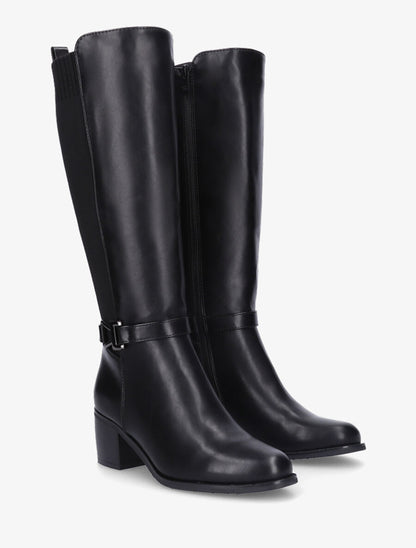 Bottes en simili et maille - Noir - 4