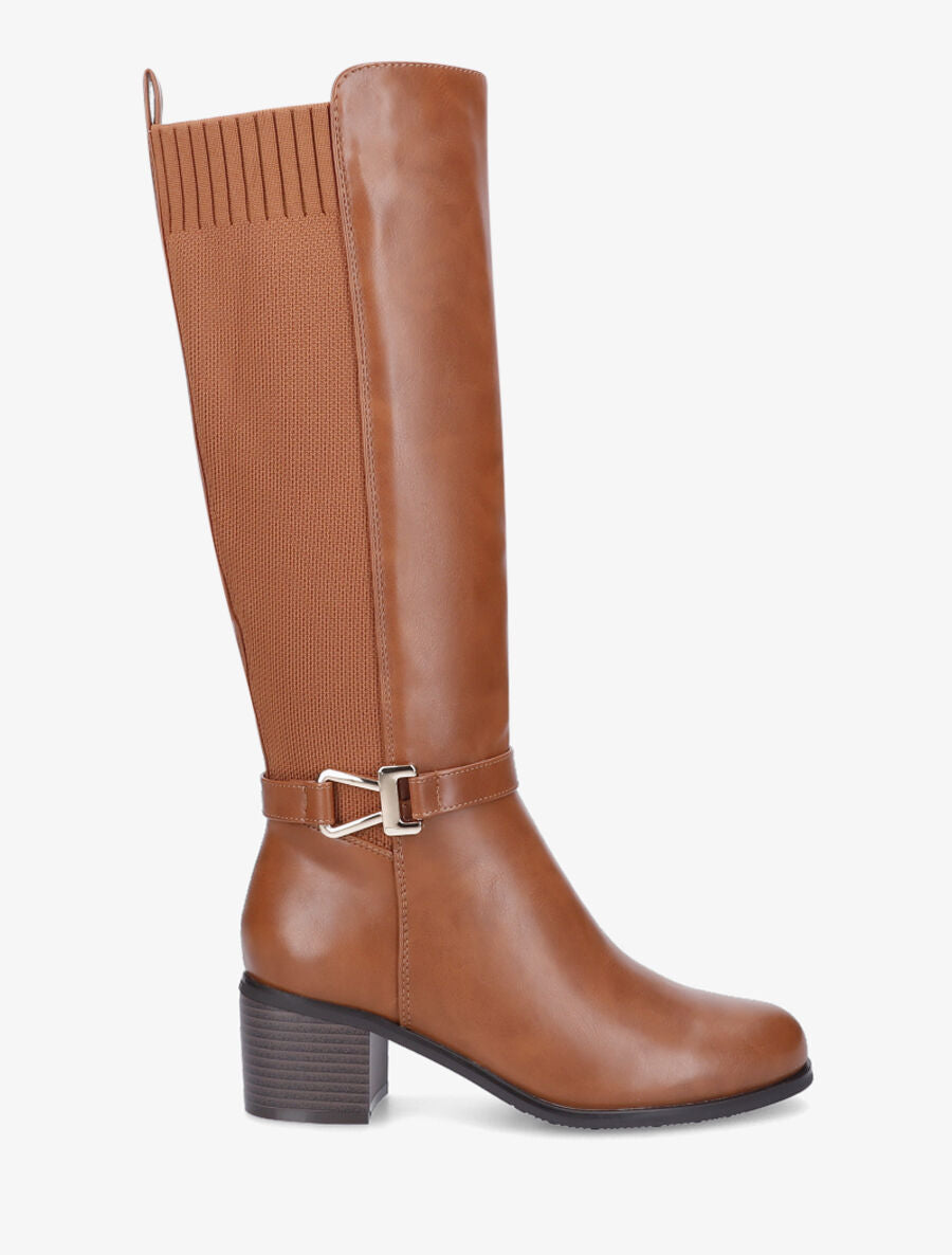Bottes en simili et maille - Camel - 5