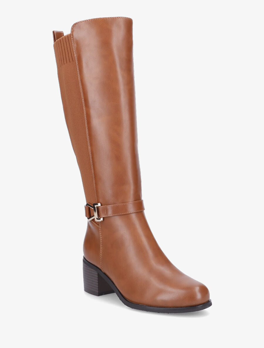 Bottes en simili et maille - Camel - 2