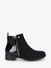 Bottines en simili à contrefort verni - Noir - 1