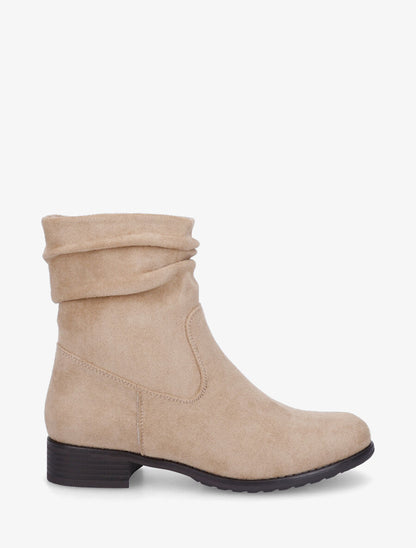 Bottines froncées en suédine - Beige - 1