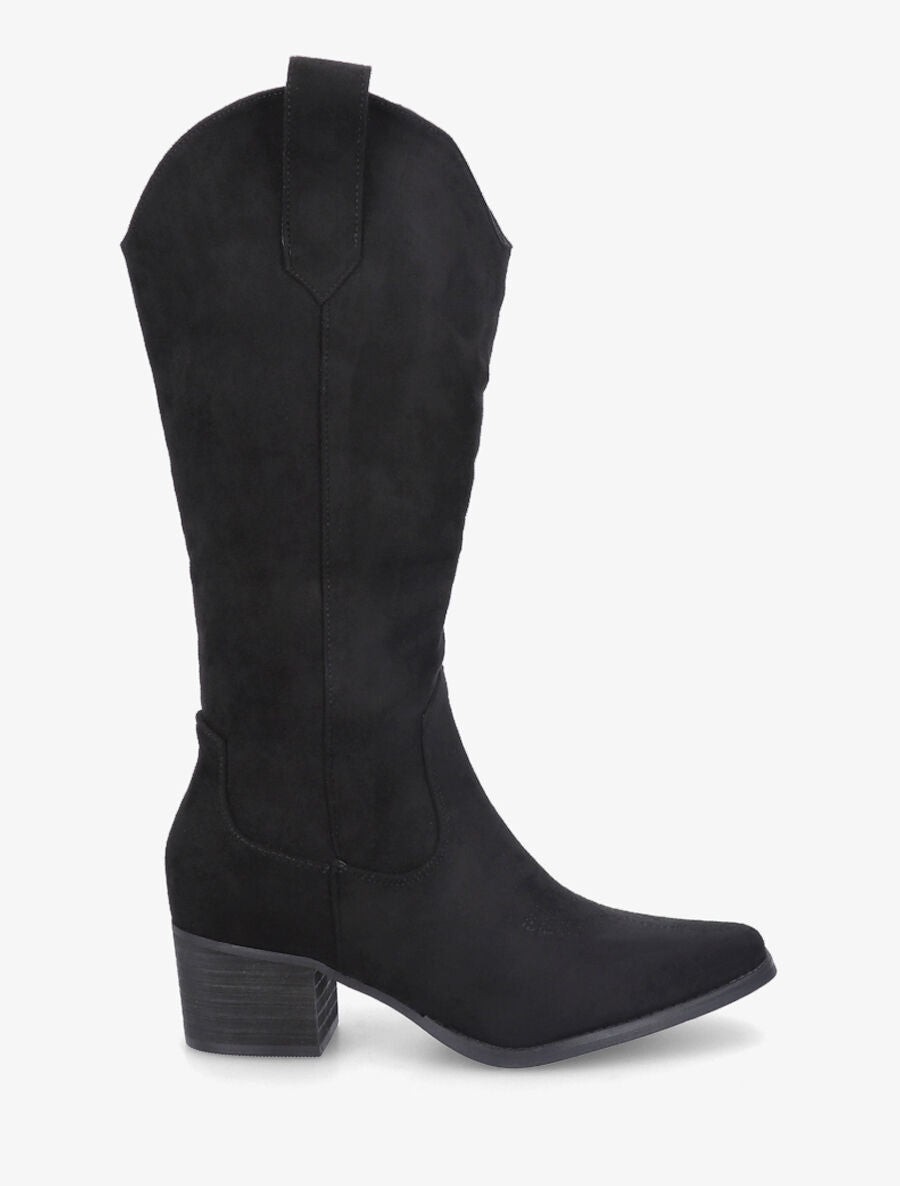 Bottes en suédine style santiags - Noir - 5