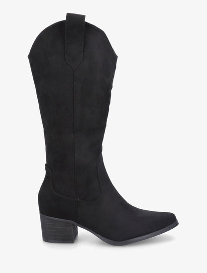 Bottes en suédine style santiags - Noir - 5
