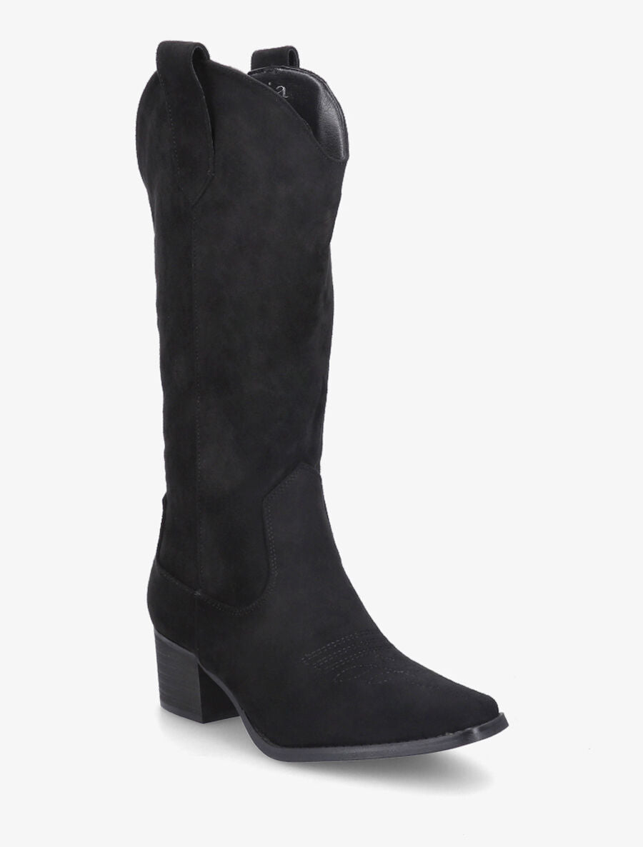 Bottes en suédine style santiags - Noir - 2