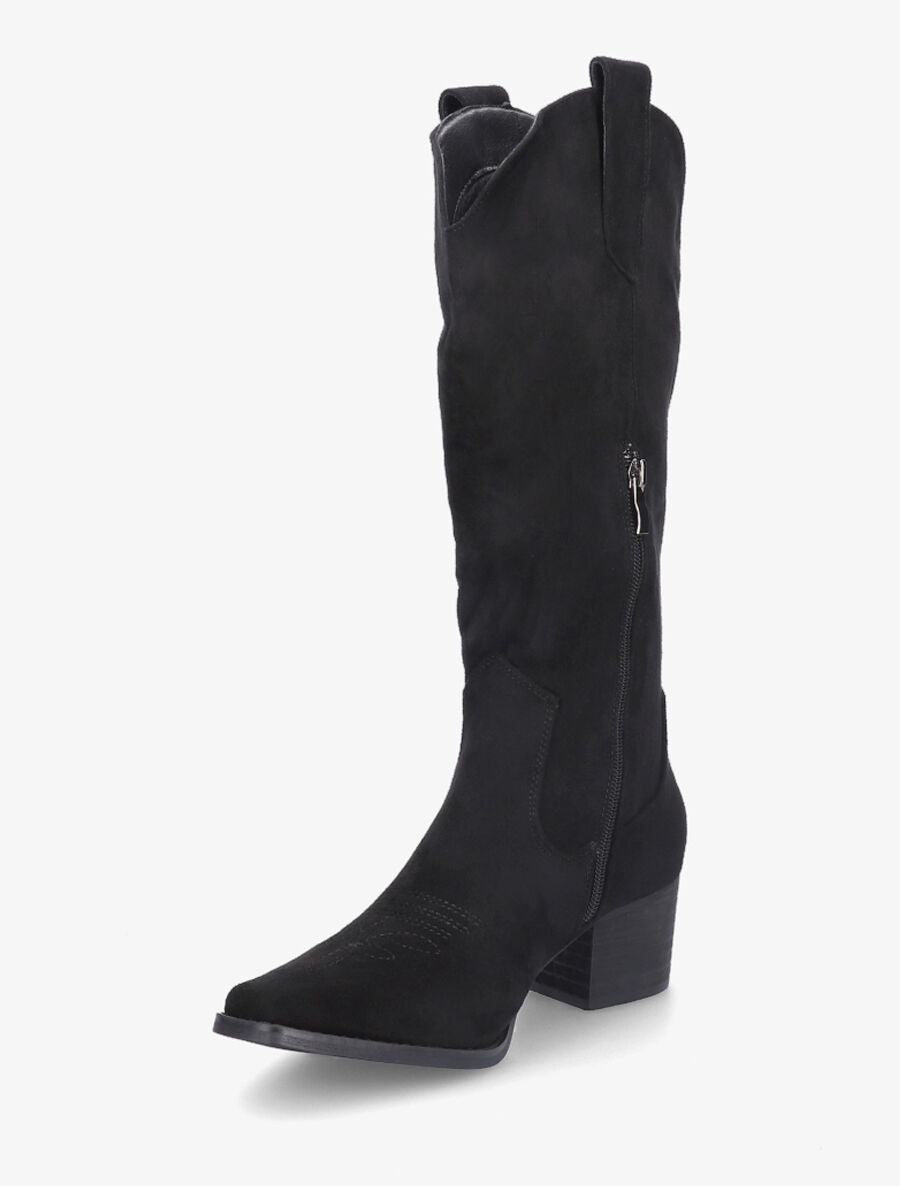 Bottes en suédine style santiags - Noir - 3