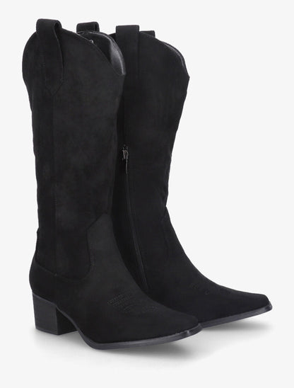 Bottes en suédine style santiags - Noir - 4