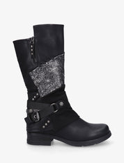 Bottines montantes multi textures - Noir - 1