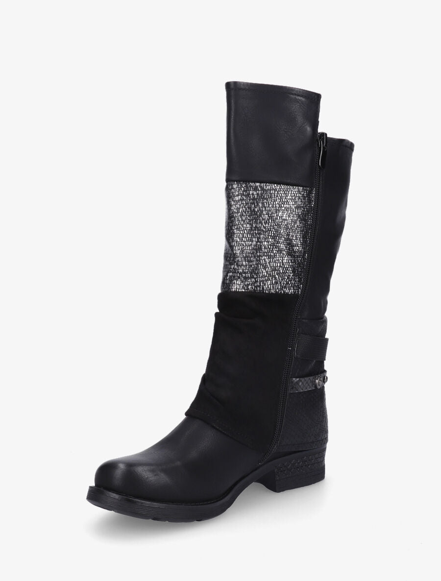 Bottines montantes multi textures - Noir - 3
