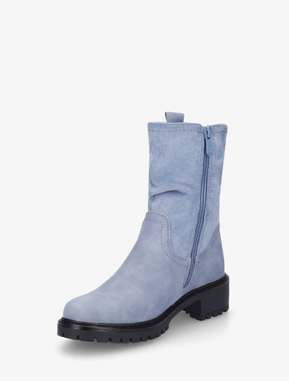 Bottines montantes bi-matière - Bleu clair - 3