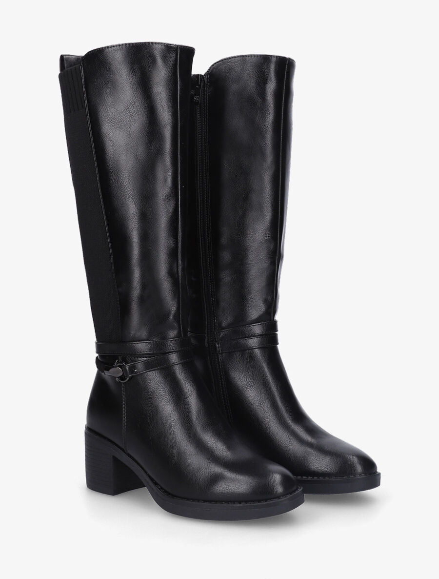 Bottes en simili à sangle tressée - Noir - 4