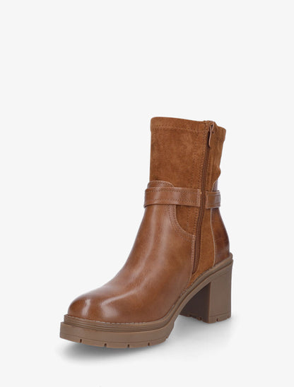 Bottines à boucle et contrefort croco - Camel - 3