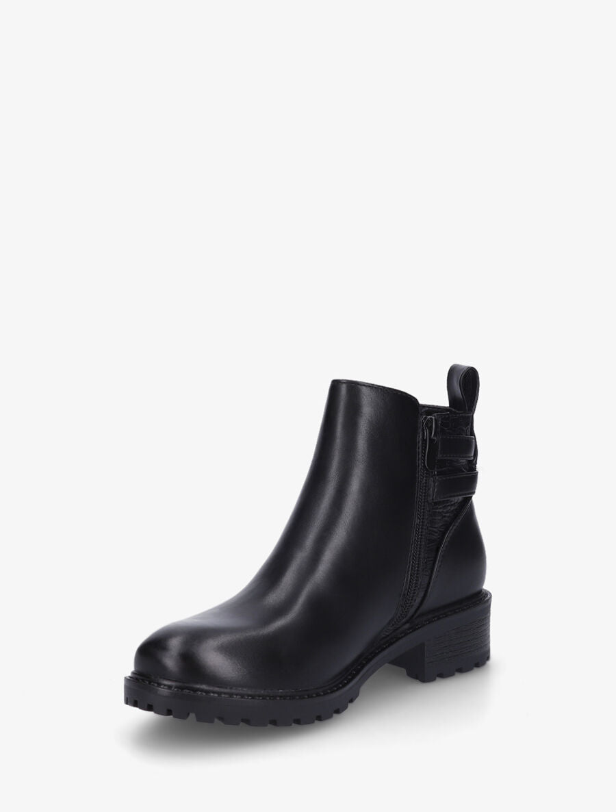 Bottines en simili à détail croco - Noir - 3