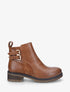 Bottines en simili à détail croco - Camel - 1
