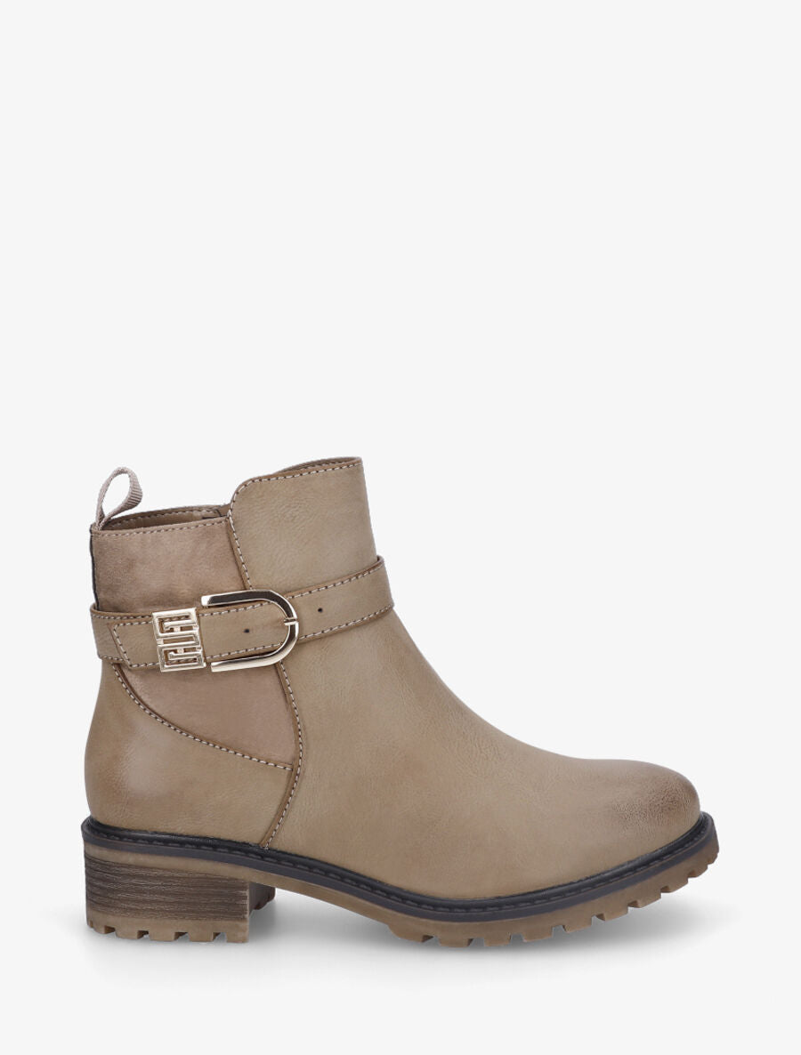 Bottines plates à semelle crantée - Taupe - 5