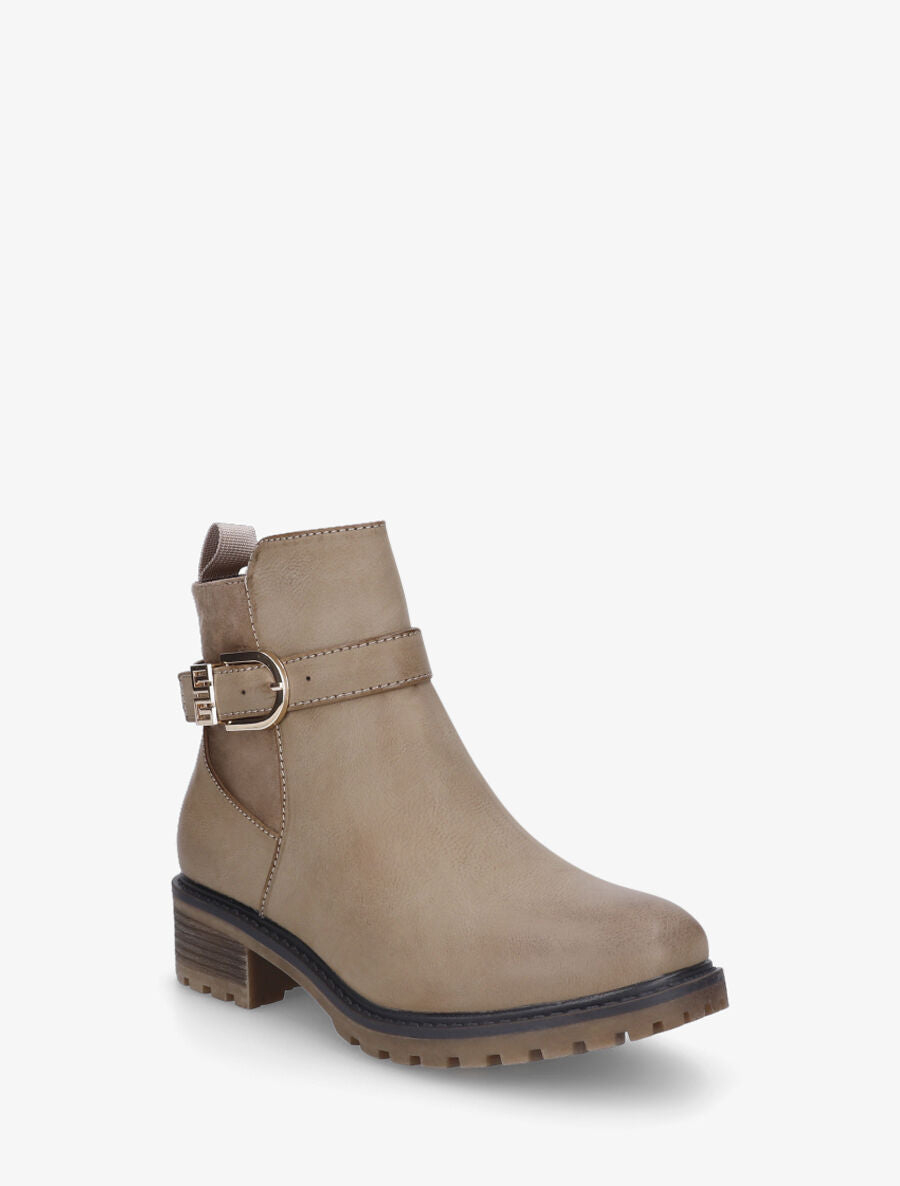 Bottines plates à semelle crantée - Taupe - 2