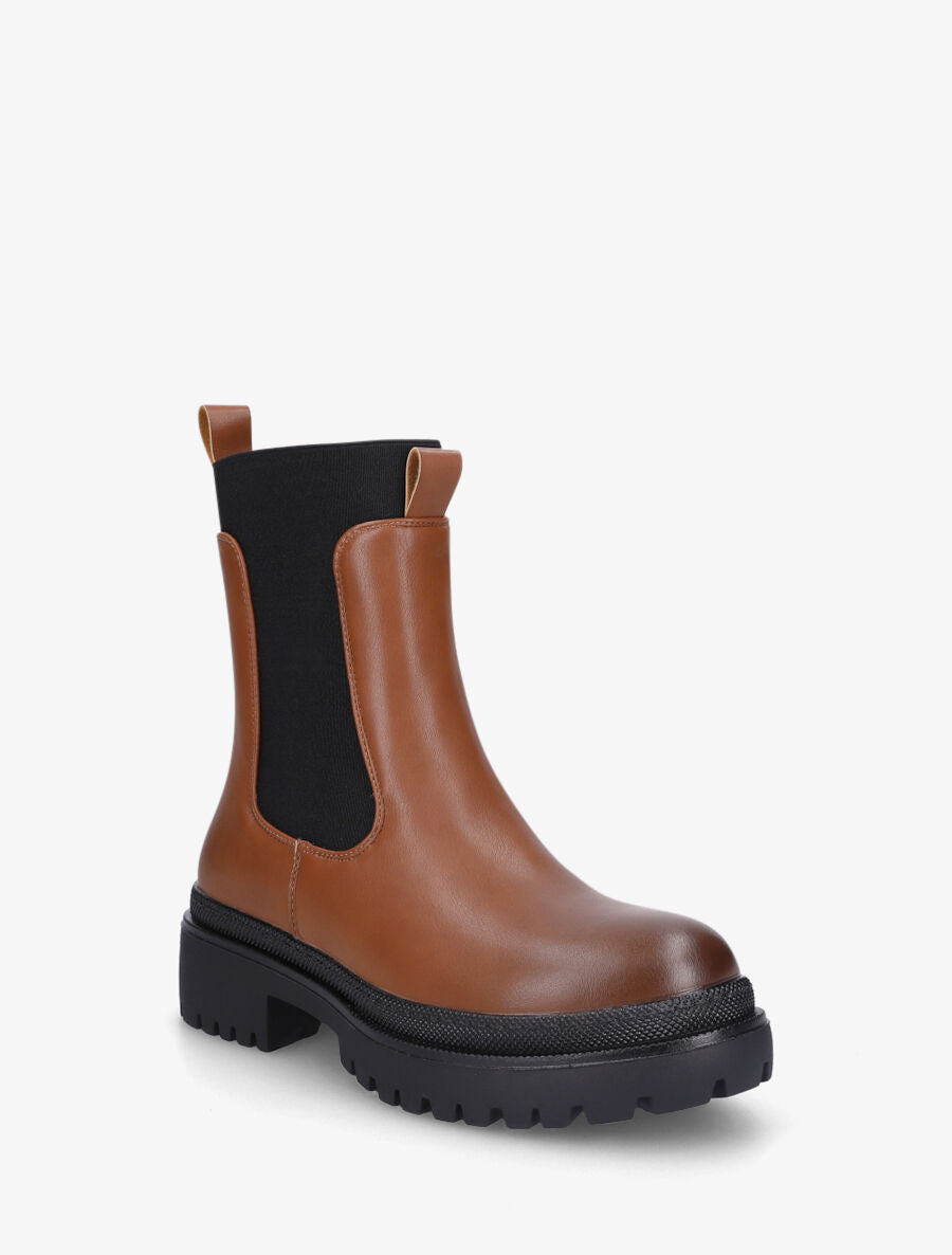 Bottines élastiquées unies - Camel - 2
