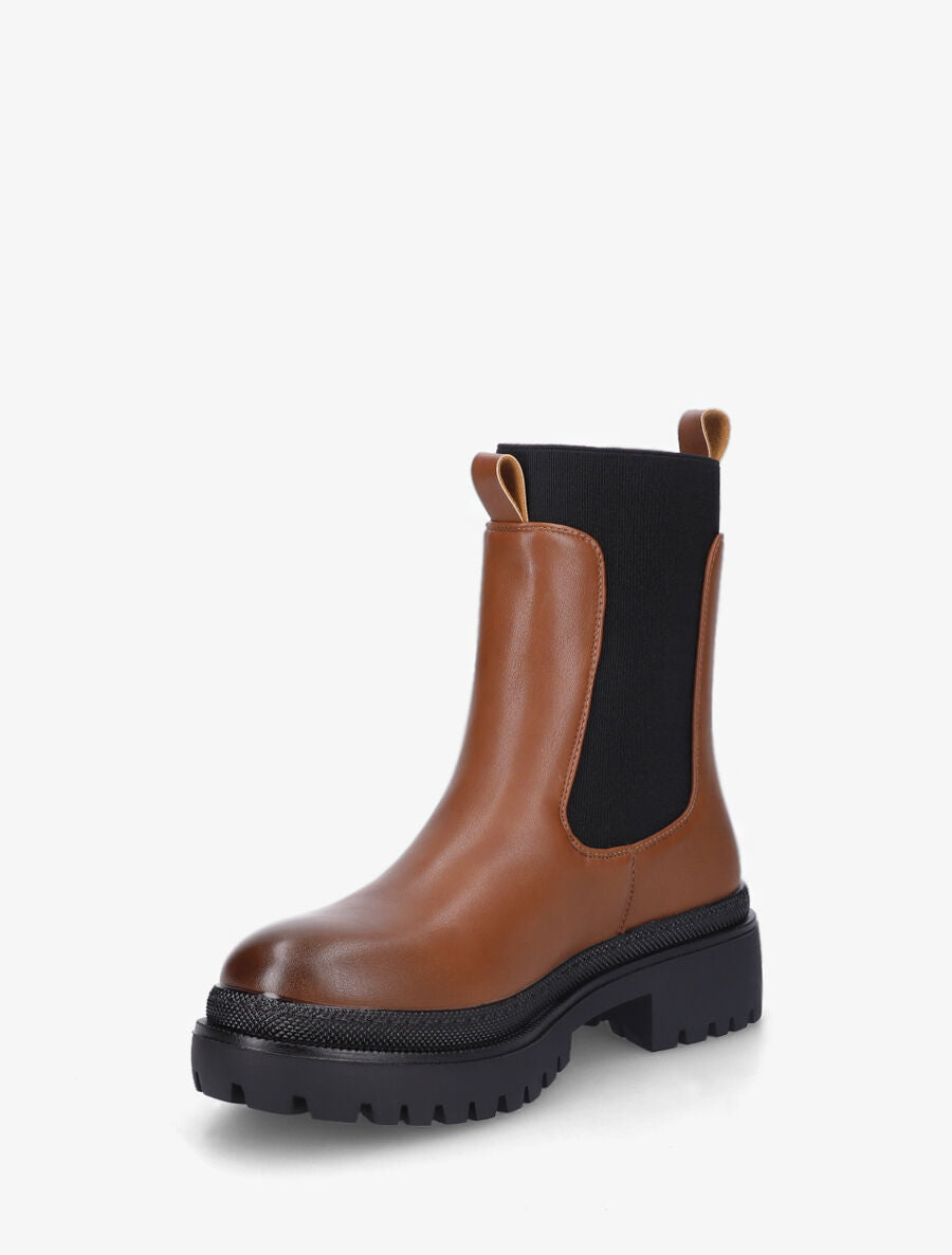 Bottines élastiquées unies - Camel - 3