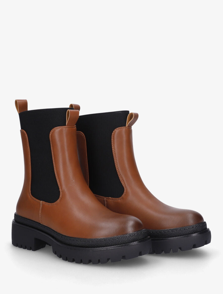 Bottines élastiquées unies - Camel - 4