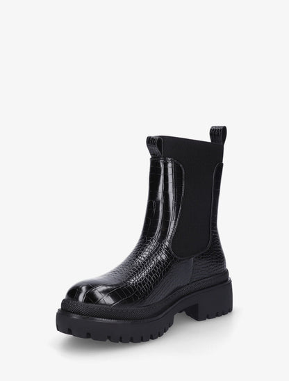 Bottines élastiquées à motif croco - Noir - 3