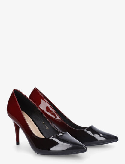 Escarpins vernis et bicolore à talon aiguille - Rouge - 4
