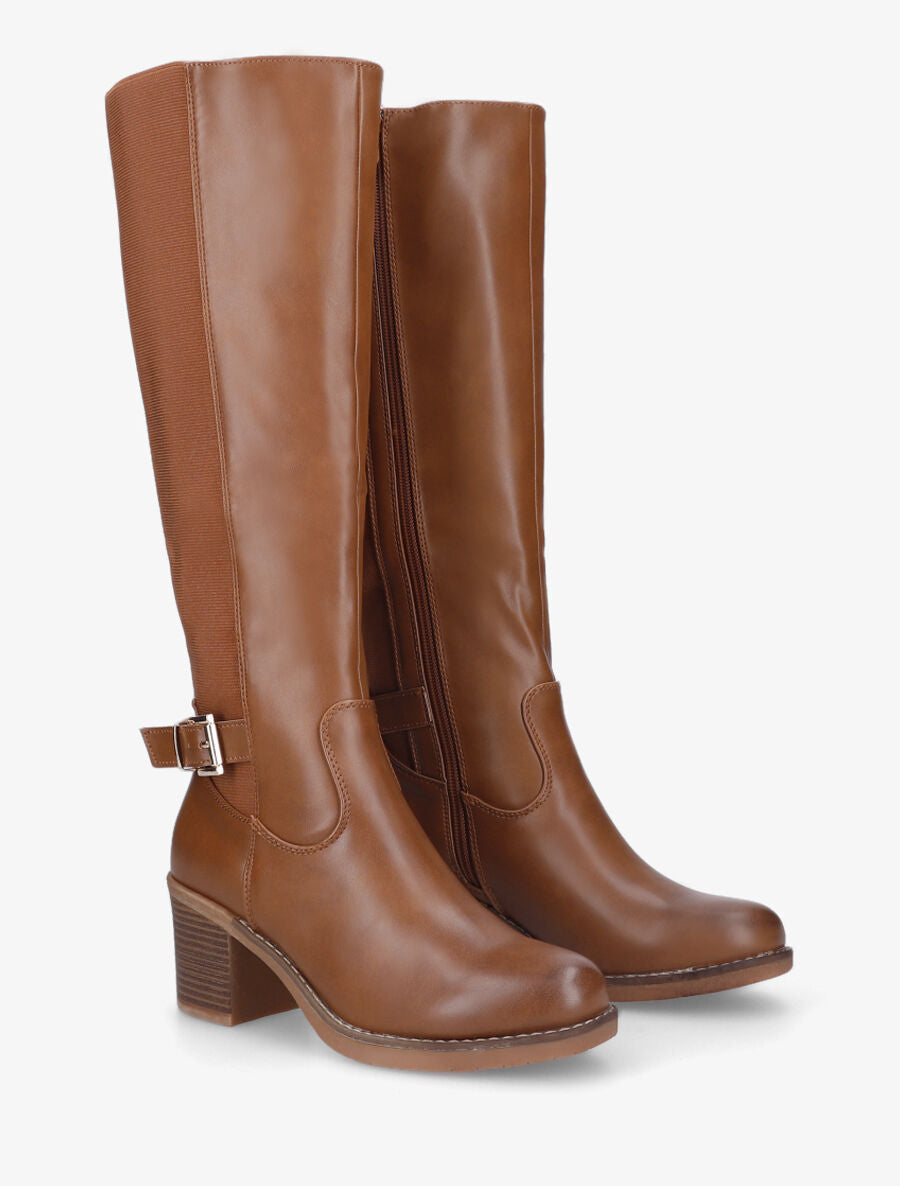 Bottes basiques en simili - Camel - 4