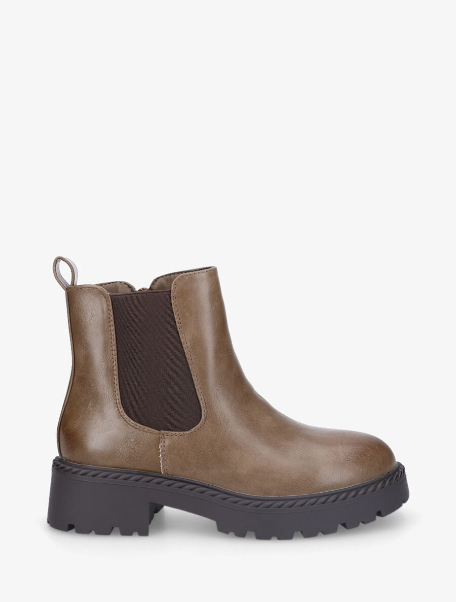 Bottines élastiquées à semelles crantées - Taupe - 5