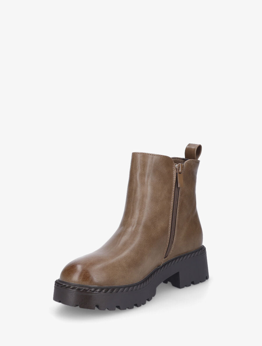 Bottines élastiquées à semelles crantées - Taupe - 3