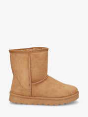 Bottines montantes fourrées en suédine - Camel - 1
