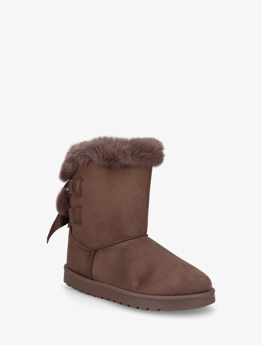 Bottines montantes fourrées à noeud - Marron - 2