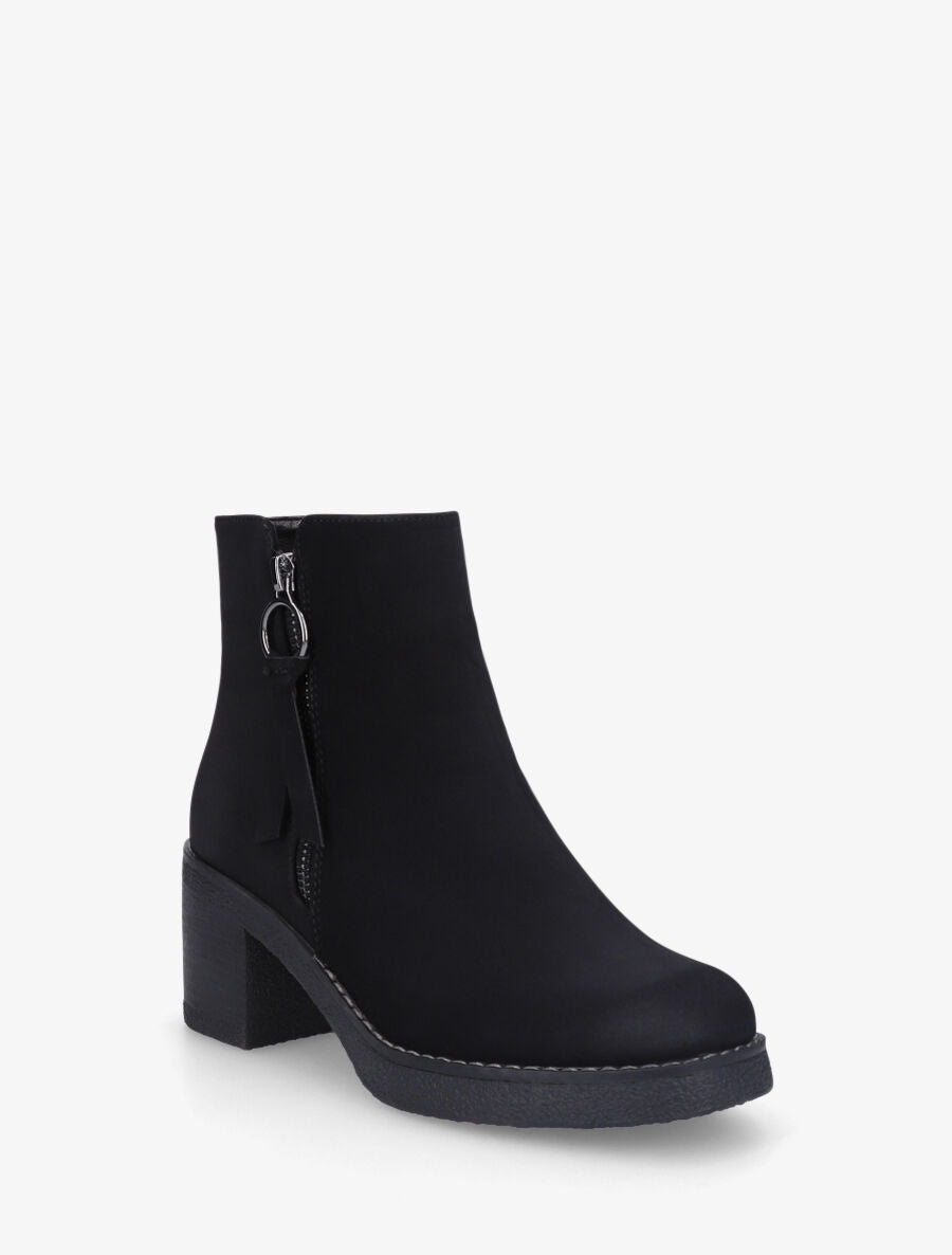 Bottines en suédine à zip - Noir - 2