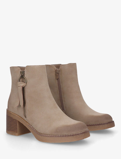 Bottines en suédine à zip - Taupe - 4