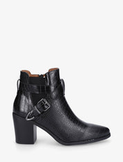 Bottines croco à boucle - Noir - 5