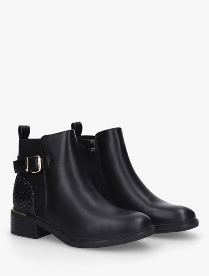 Bottines à contrefort pailleté et sanglé - Noir - 5