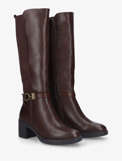 Bottes élastiquées sanglé - Marron - 4
