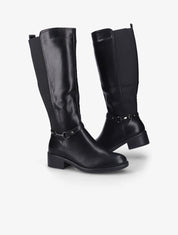 Bottes cavalières à détail sangle cloutée - Noir - 5