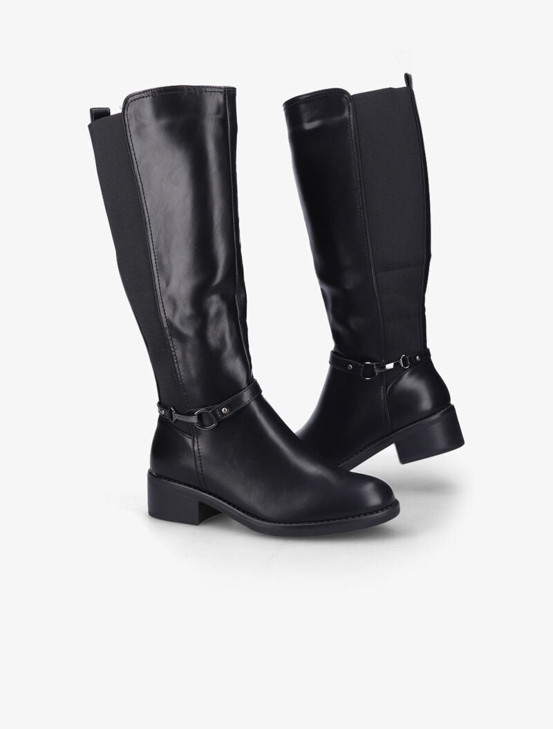 Bottes cavalières à détail sangle cloutée - Noir - 5