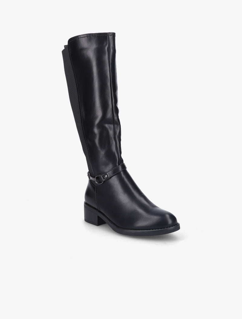 Bottes cavalières à détail sangle cloutée - Noir - 3