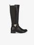 Bottes cavalières élastiquées à détail cadenas - Noir - 1